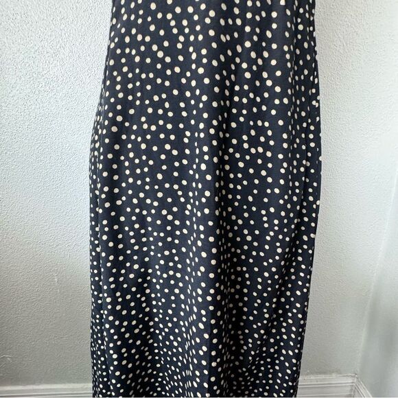 Studio One Polka Dot Dress Blue Cream Sleeveless Swing Dressy SZ 14 - Picture 12 of 15